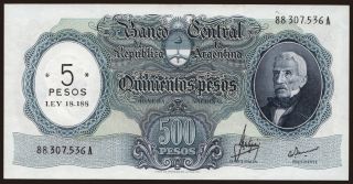 5 pesos/ 500 pesos, 1969