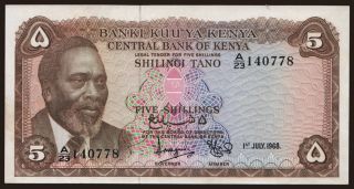 5 shillings, 1968