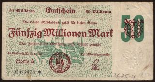 München-Gladbach/ Stadt, 50.000.000 Mark, 1923
