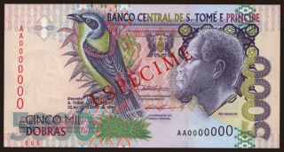 5000 dobras, 1996, SPECIMEN