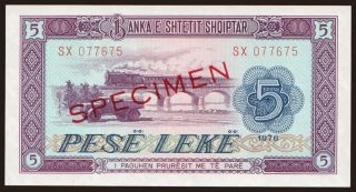 5 leke, 1976, SPECIMEN