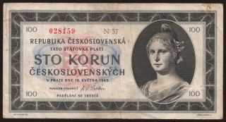 100 korun, 1945