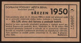 Brno/ Dopravní podniky, 2.50 korun, 1950