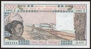 Togo, 5000 francs, 1992