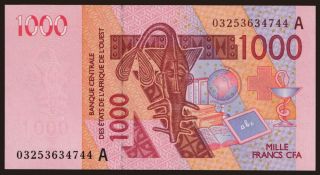 Ivory Coast, 1000 francs, 2003