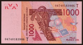 Togo, 1000 francs, 2004