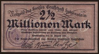 Hohenstein/ Kreis Grafschaft Hohenstein, 2.500.000 Mark, 1923