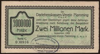 Mamming/ Darlehenskassen-Verein Mamming G.m.u.H., 2.000.000 Mark, 1923