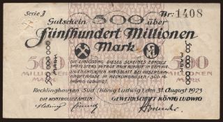 Recklinghausen Süd/ Gewerkschaft König Ludwig, 500.000.000 Mark, 1923