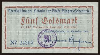 Singen-Hohentwiel, 5 Goldmark, 1923