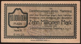 Mamming/ Darlehenskassen-Verein Mamming G.m.u.H., 10.000.000 Mark, 1923