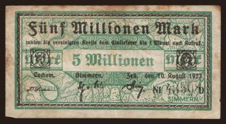 Cochern, Simmel, Zern/ Vereinigte Kreise, 5.000.000 Mark, 1923