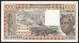 Mali, 1000 francs, 1981