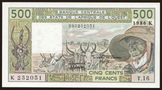 Senegal, 500 francs, 1986