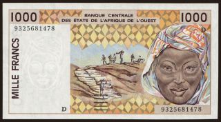 Mali, 1000 francs, 1993
