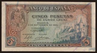 5 pesetas, 1940