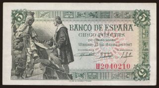 5 pesetas, 1945