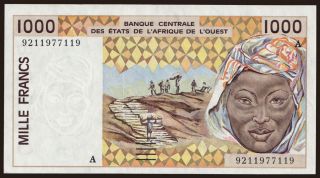 Ivory Coast, 1000 francs, 1992