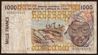 Burkina Faso, 1000 francs, 1992