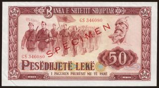 50 leke, 1976, SPECIMEN
