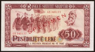 50 leke, 1976, SPECIMEN