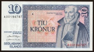 10 kronur, 1961
