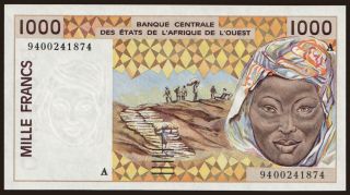 Ivory Coast, 1000 francs, 1994