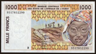 Benin, 1000 francs, 1995