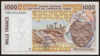 Burkina Faso, 1000 francs, 1998