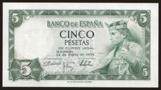5 pesetas, 1954