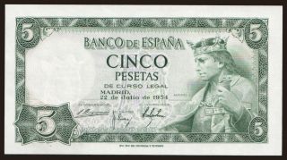 5 pesetas, 1954