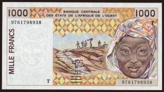 Togo, 1000 francs, 1997