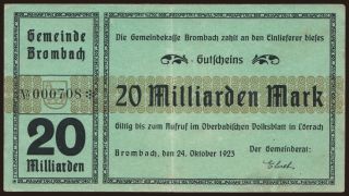 Brombach/ Gemeinde, 20.000.000.000 Mark, 1923