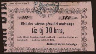 Miskolc, 10 krajcár, 1860