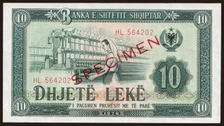 10 leke, 1976, SPECIMEN