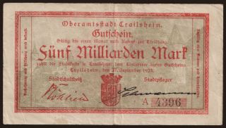 Crailsheim/ Stadt, 5.000.000.000 mark, 1923