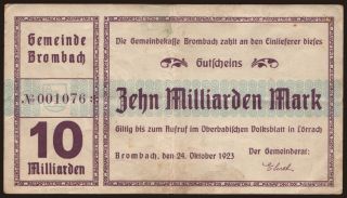 Brombach/ Gemeinde, 10.000.000.000 Mark, 1923