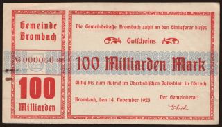 Brombach/ Gemeinde, 100.000.000.000 Mark, 1923