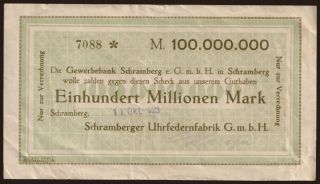 Schramberg/ Schramberger Uhrfedernfabrik G.m.b.H., 100.000.000 Mark, 1923