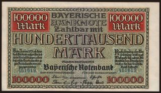 Bayerische Notenbank, 100.000 Mark, 1923