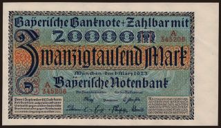 Bayerische Notenbank, 20.000 Mark, 1923