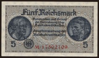 Reichskreditkassenschein, 5 Reichsmark, 1939