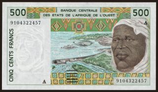 Ivory Coast, 500 francs, 1991