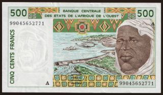 Ivory Coast, 500 francs, 1999