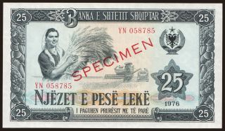25 leke, 1976, SPECIMEN