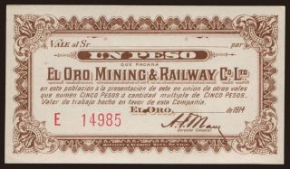 El Oro Mining & Railway, 1 peso, 1914