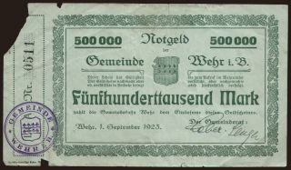Wehr/ Gemeinde, 500.000 Mark, 1923