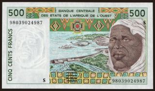 Guinea-Bissau, 500 francs, 1998