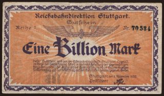 Stuttgart, 1.000.000.000.000 Mark, 1923