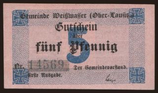 Weisswasser, 5 Pfennig, 1917